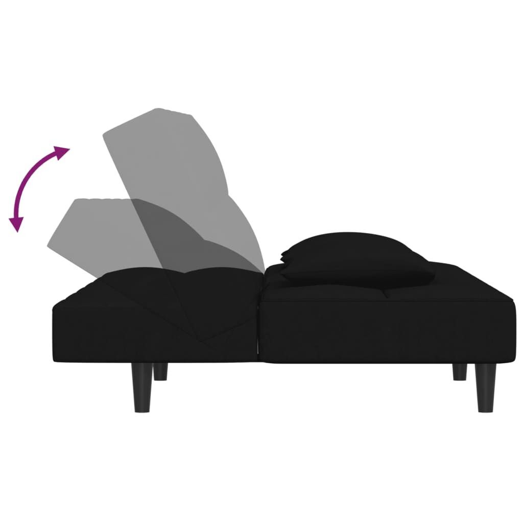 2-Seater Sofa Bed with Two Pillows Black Velvet Price