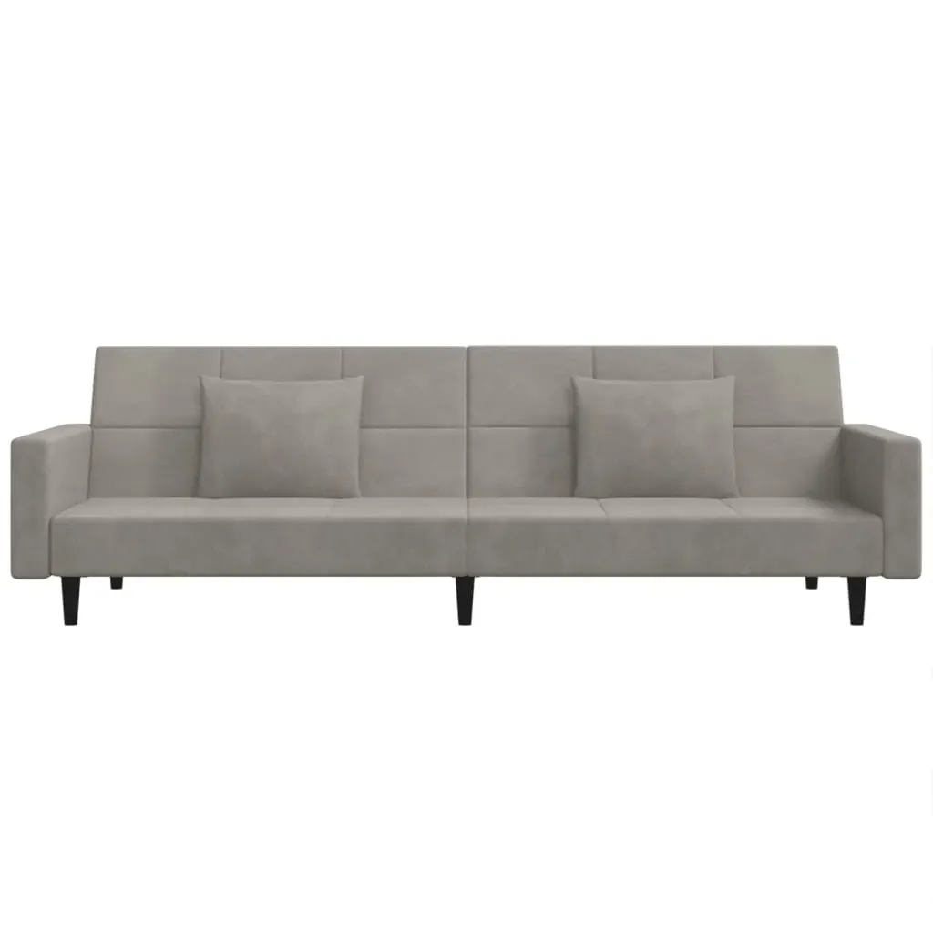 2-Seater Sofa Bed with Two Pillows Light Grey Velvet Price
