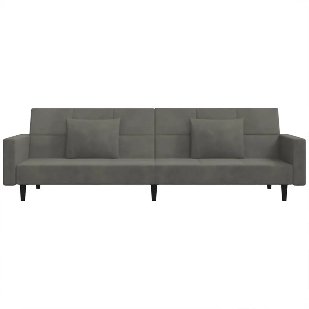 2-Seater Sofa Bed with Two Pillows Dark Grey Velvet Price