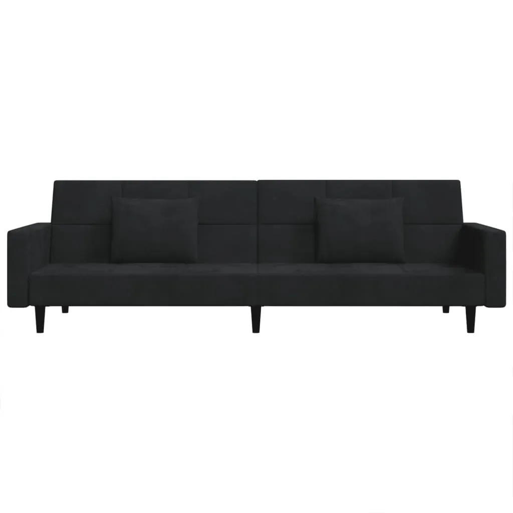 2-Seater Sofa Bed with Two Pillows Black Velvet Price