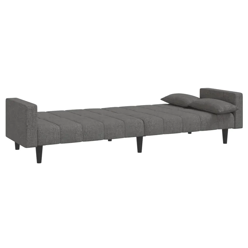2-Seater Sofa Bed with Two Pillows Light Grey Fabric Price