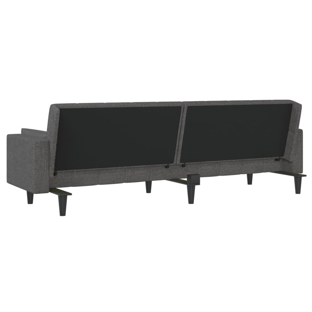 2-Seater Sofa Bed with Two Pillows Dark Grey Fabric Price