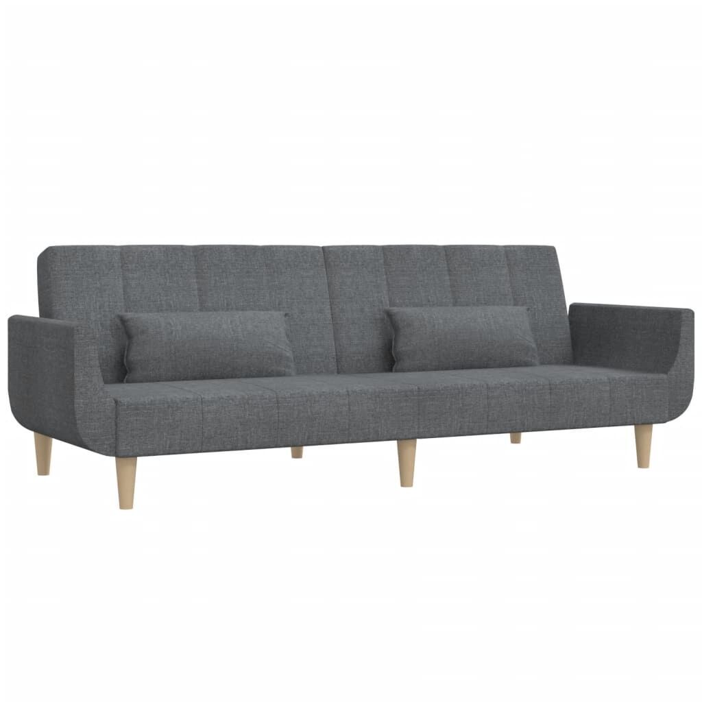 2-Seater Sofa Bed with Two Pillows Light Grey Fabric Price