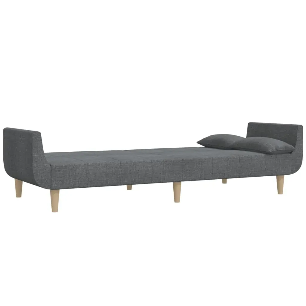 2-Seater Sofa Bed with Two Pillows Light Grey Fabric Price