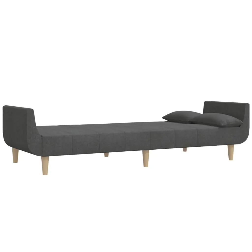 2-Seater Sofa Bed with Two Pillows Dark Grey Fabric Price