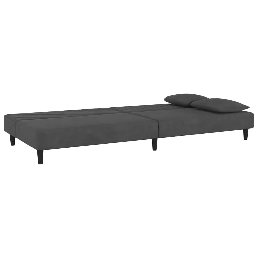 2-Seater Sofa Bed with Two Pillows Dark Grey Velvet Price