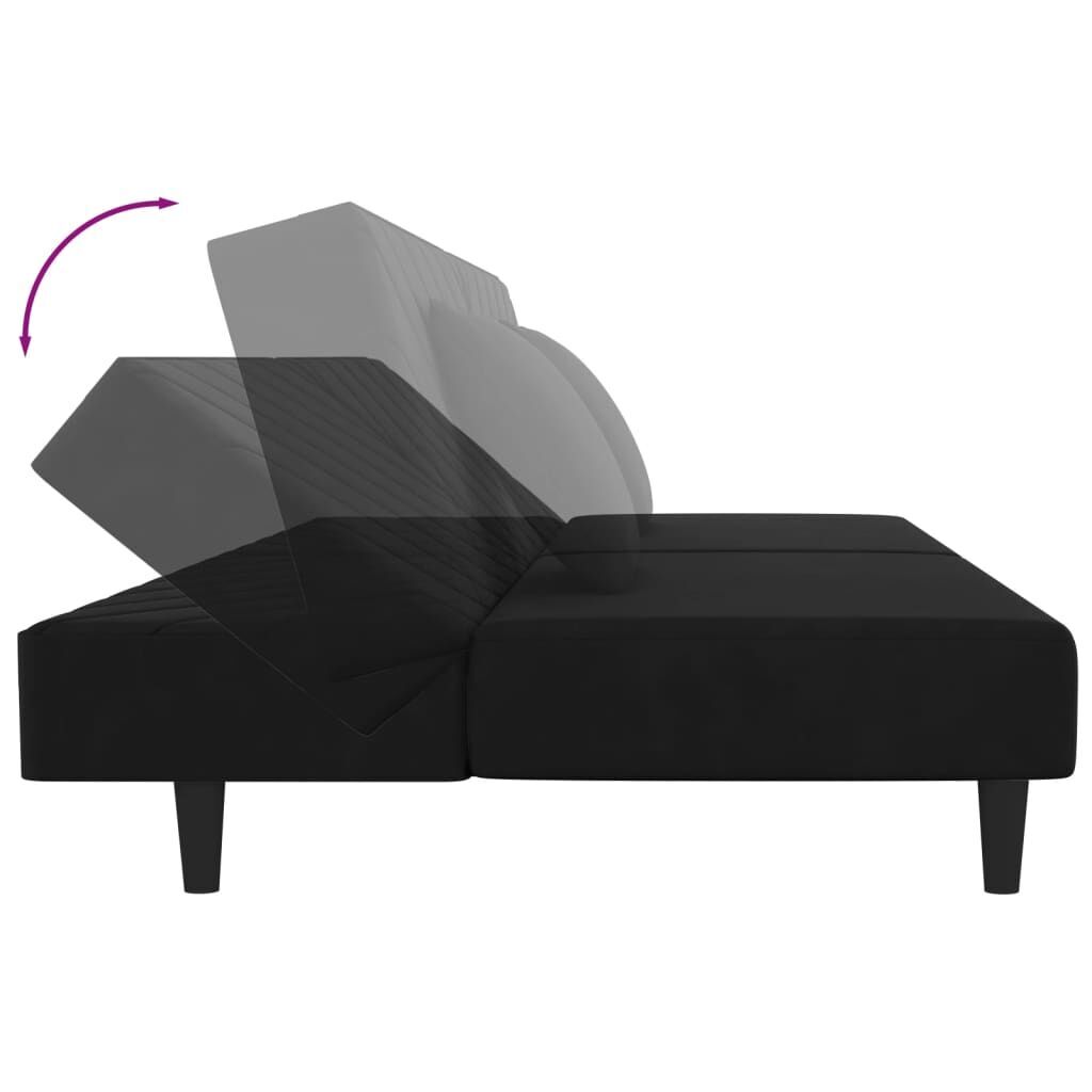 2-Seater Sofa Bed with Two Pillows Black Velvet Price