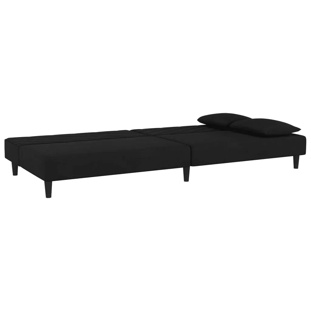 2-Seater Sofa Bed with Two Pillows Black Velvet Price