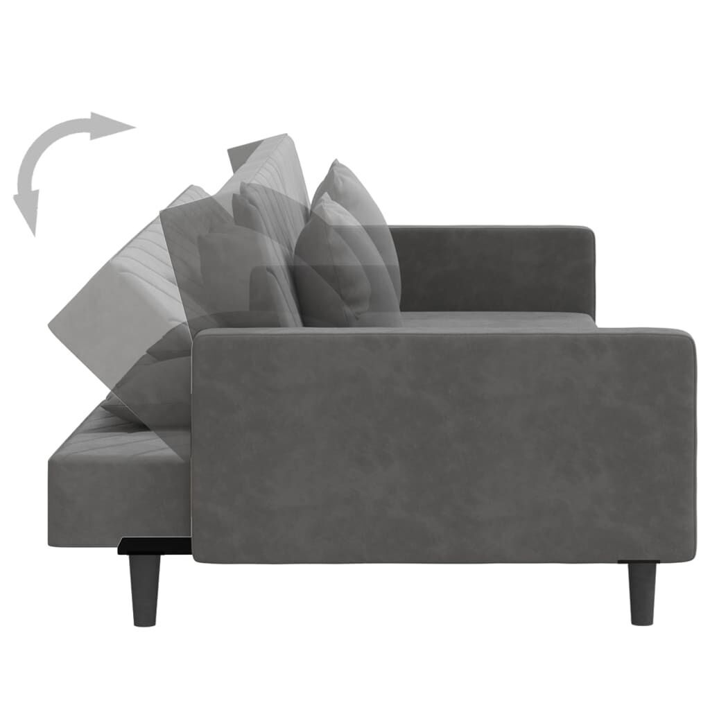 2-Seater Sofa Bed with Two Pillows Dark Grey Velvet Price