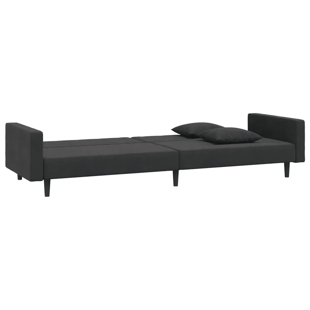 2-Seater Sofa Bed with Two Pillows Black Velvet Price