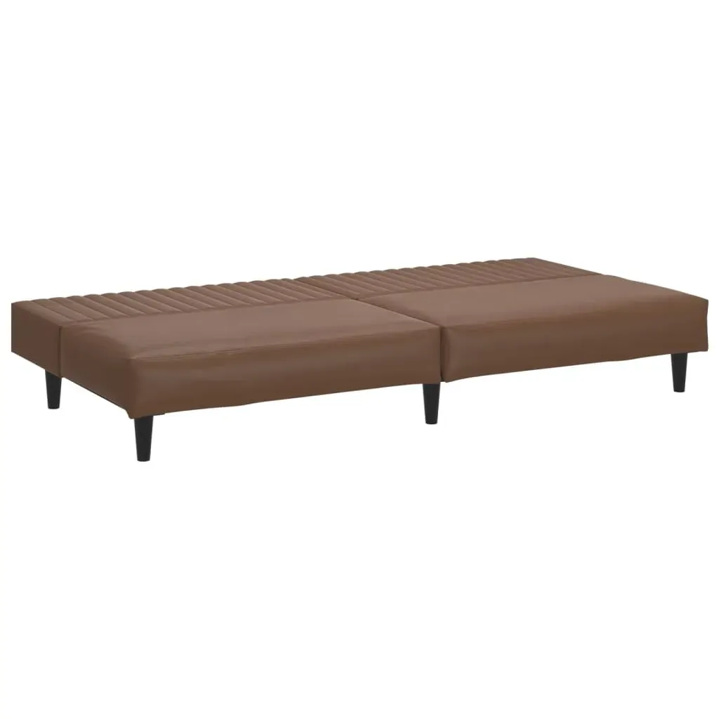 2-Seater Sofa Bed Brown Faux Leather Price