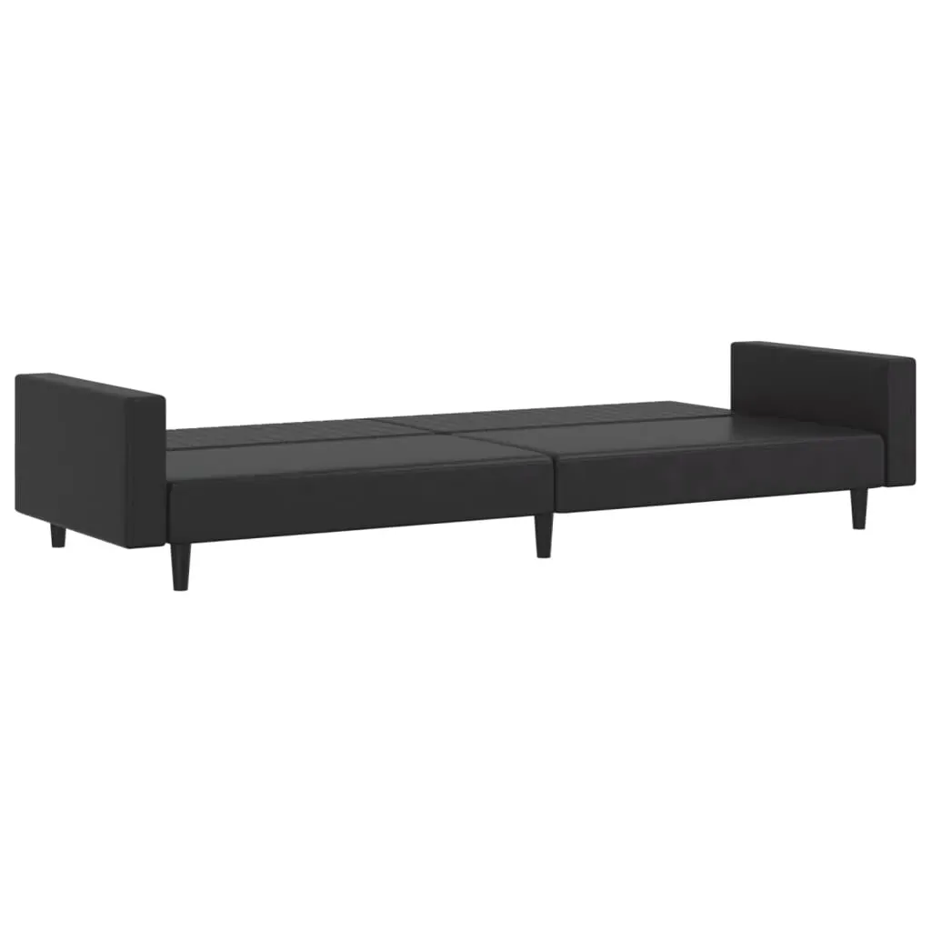 2-Seater Sofa Bed Black Faux Leather Price