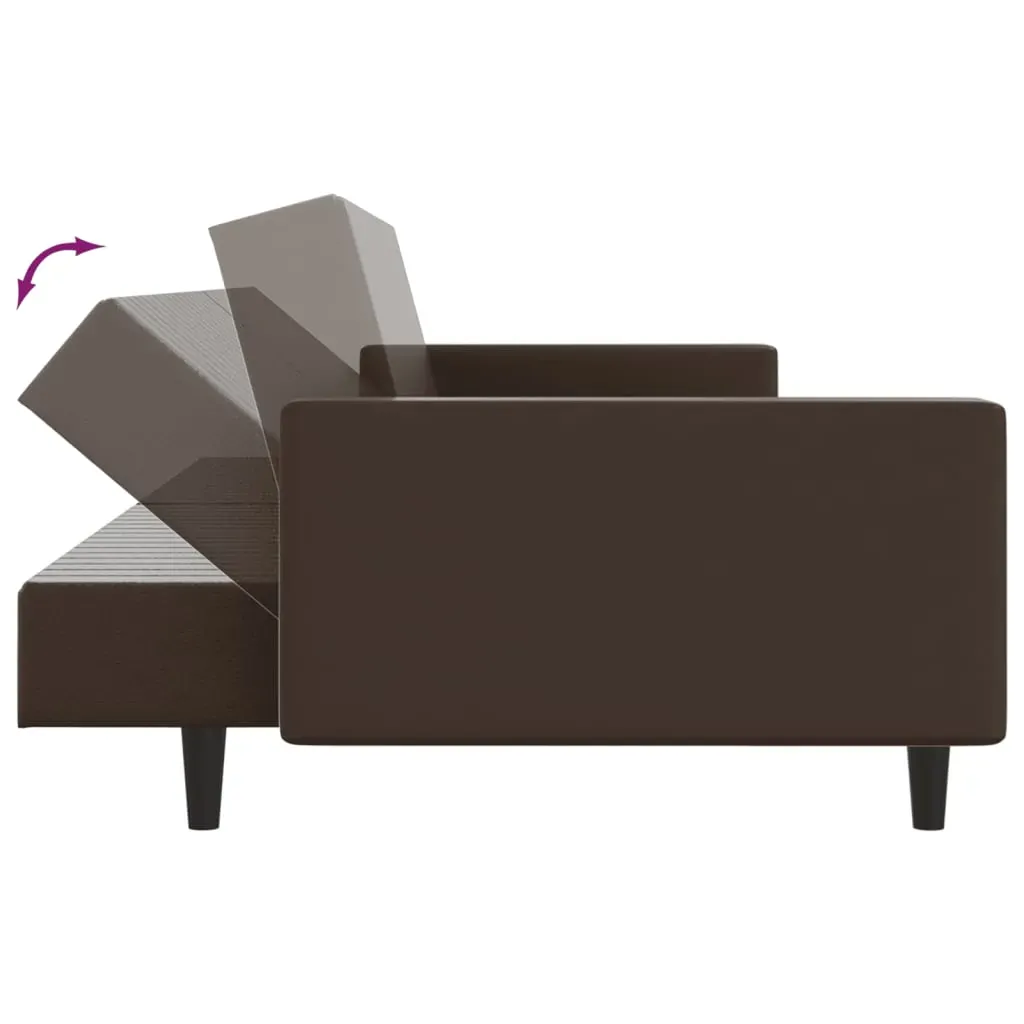 2-Seater Sofa Bed Brown Faux Leather Price