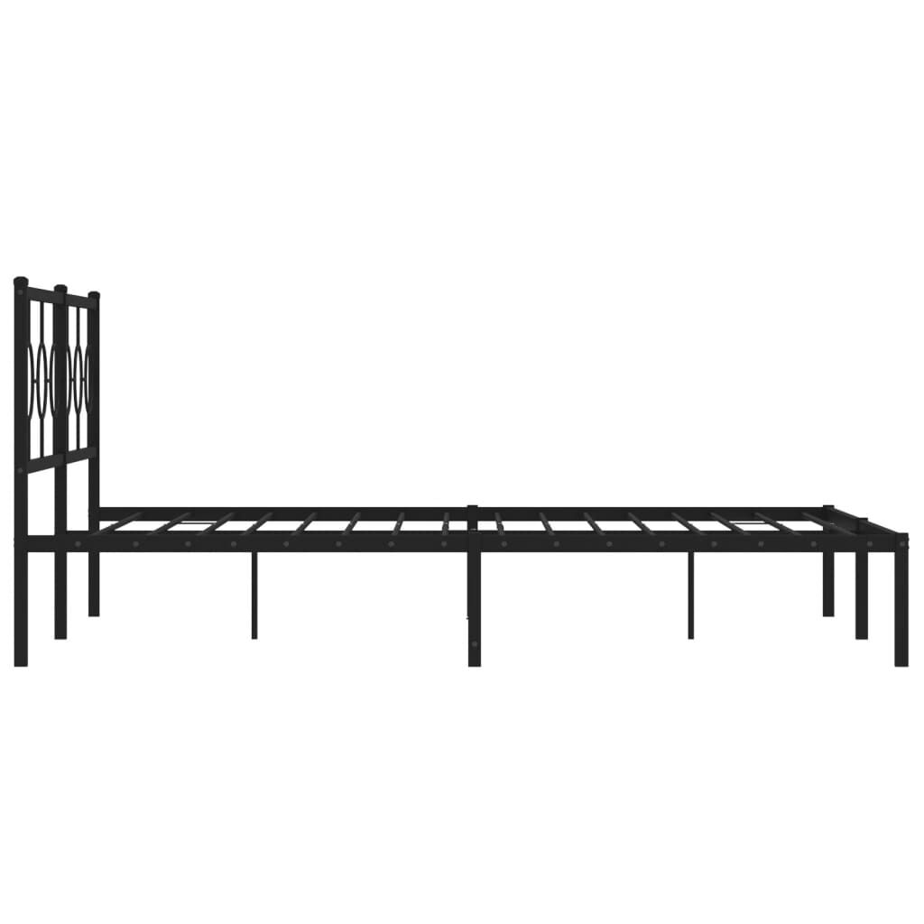 Metal Bed Frame without Mattress with Headboard Black 183x203 cm King Price