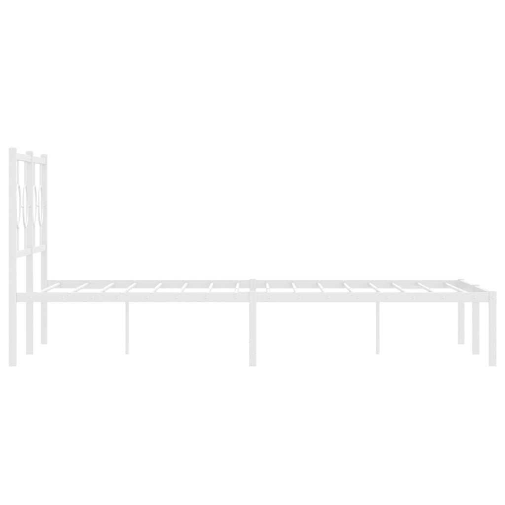 Metal Bed Frame without Mattress with Headboard White 135x190 cm Price