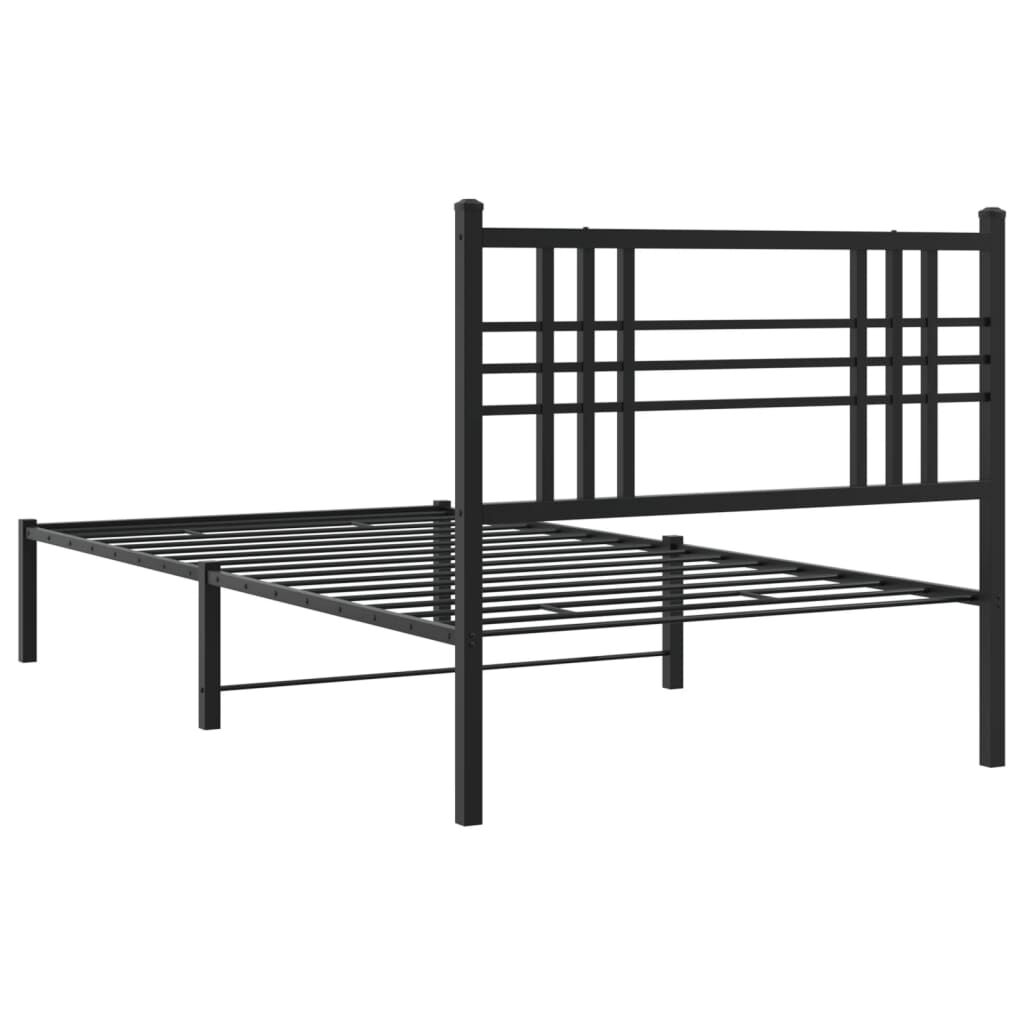 Metal Bed Frame without Mattress with Headboard Black 107x203 cm King Single Price