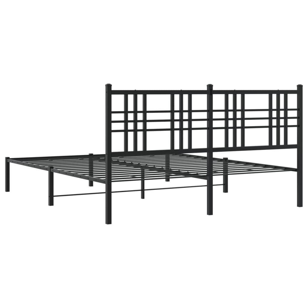 Metal Bed Frame without Mattress with Headboard Black 150x200 cm Price