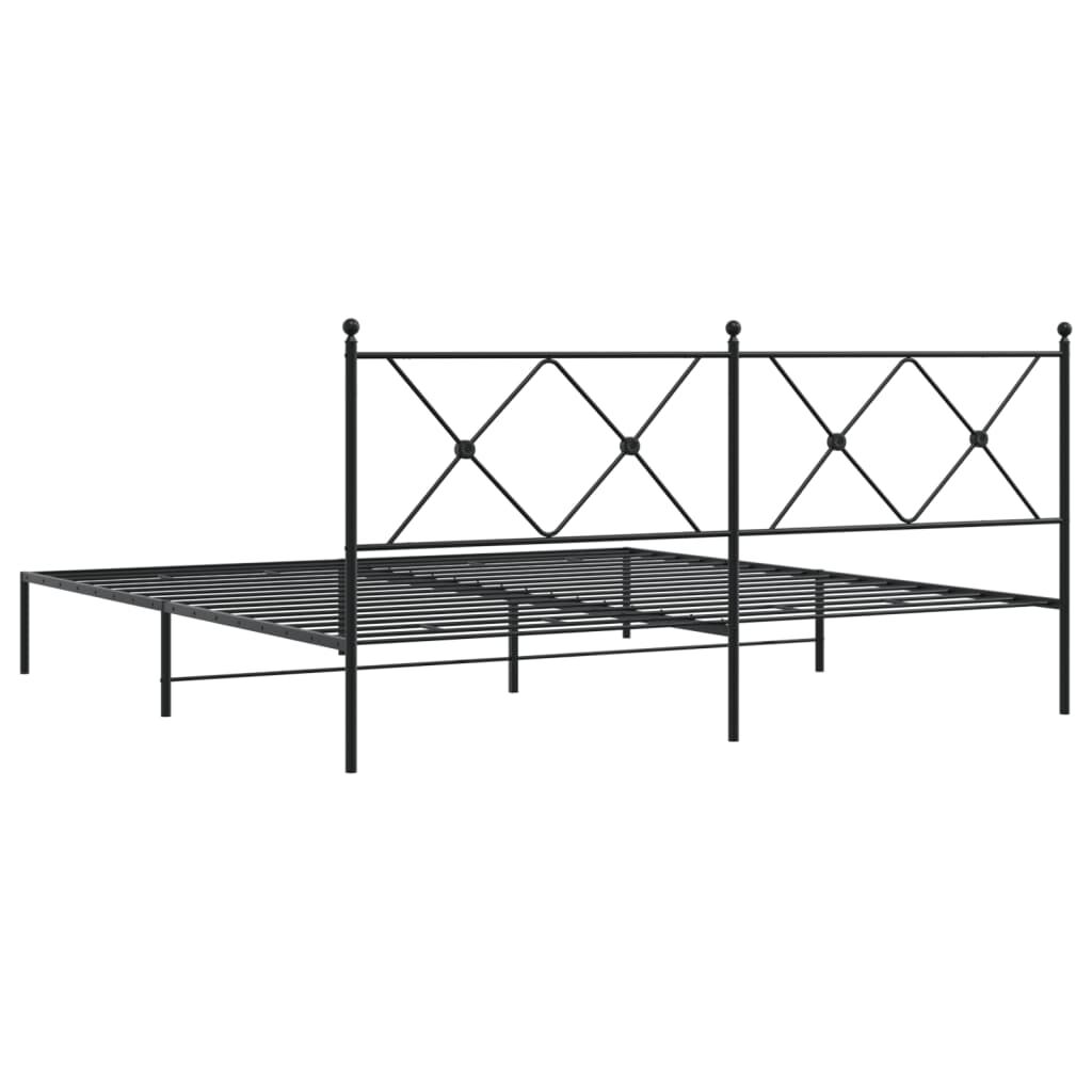 Metal Bed Frame without Mattress with Headboard Black 183x203 cm King Price