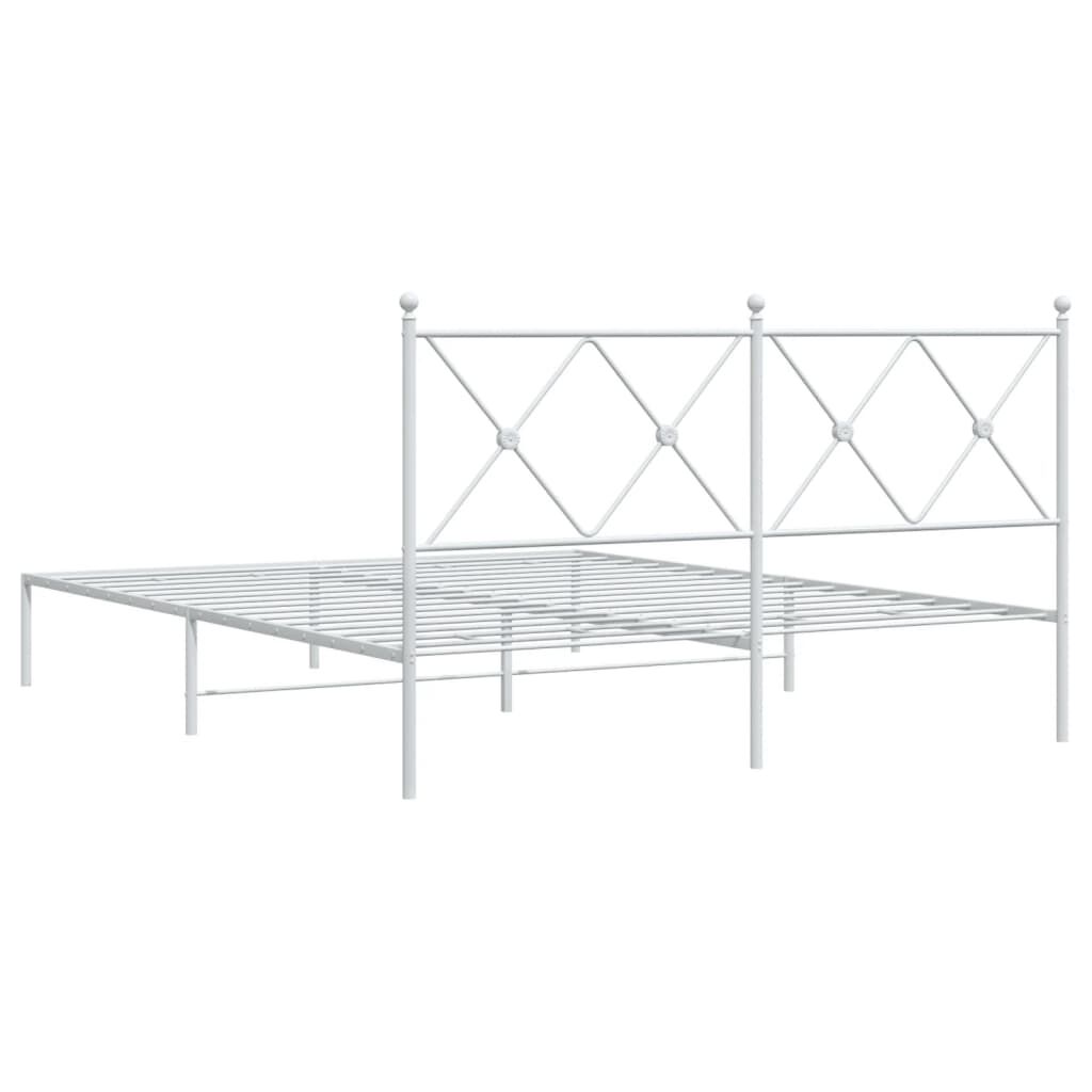 Metal Bed Frame without Mattress with Headboard White 150x200 cm Price