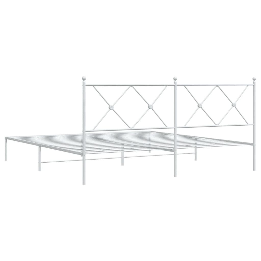 Metal Bed Frame without Mattress with Headboard White 183x203 cm King Price