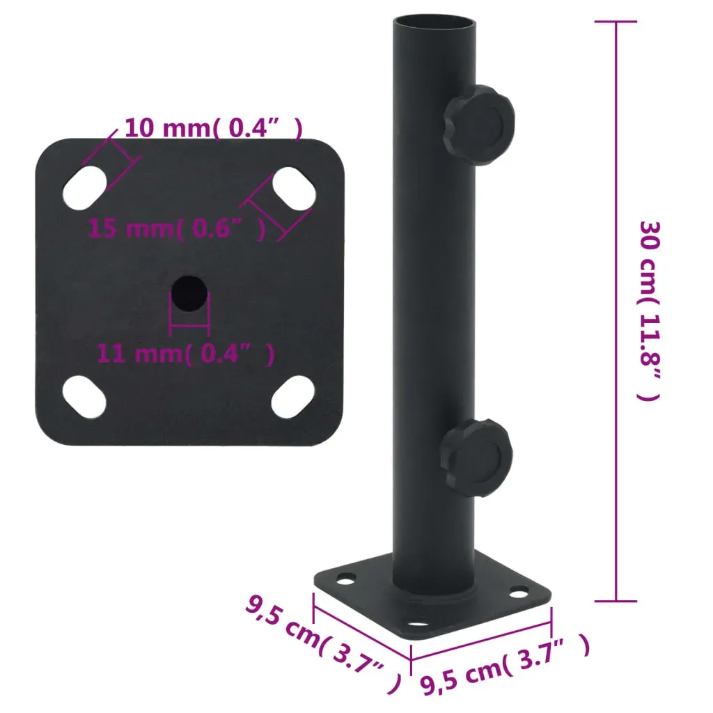 Parasol Base for Ø32/34/38 mm Pole Matt Black Steel Price