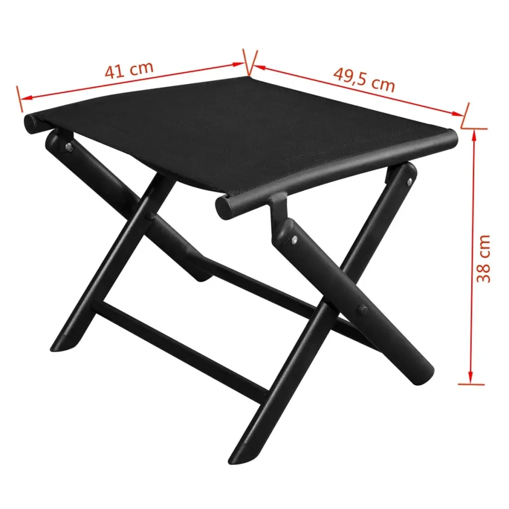 Folding Footstool Black Aluminium and Textilene Price