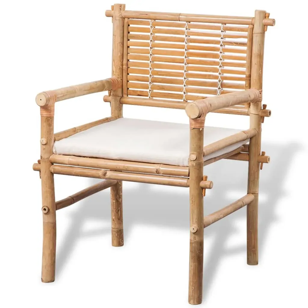 3 Piece Bistro Set with Cushions Bamboo Price