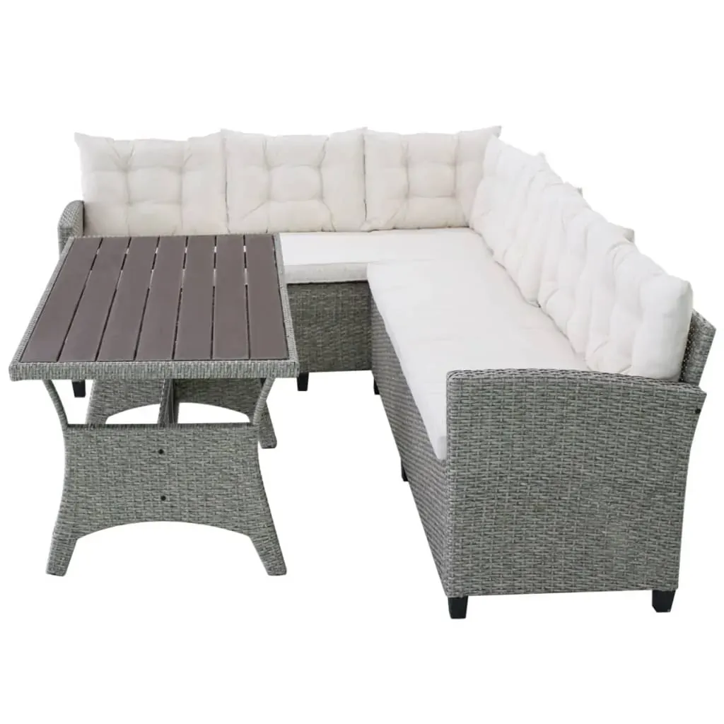 3 Piece Garden Lounge Set with Cushions Poly Rattan Grey Price
