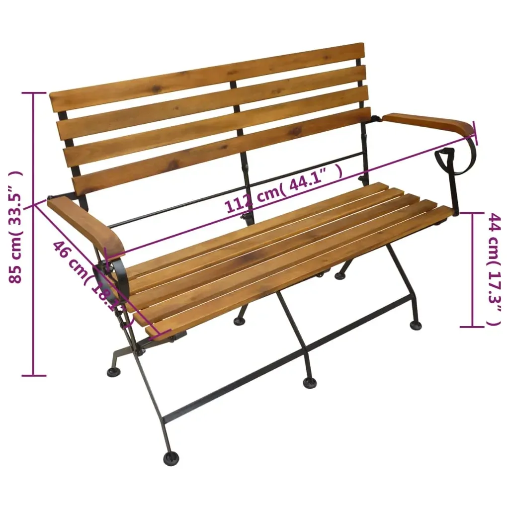 Folding Garden Bench 112 cm Solid Acacia Wood Price
