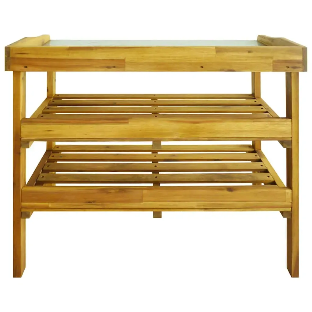 Potting Bench with 2 Shelves Solid Acacia Wood and Zinc Price