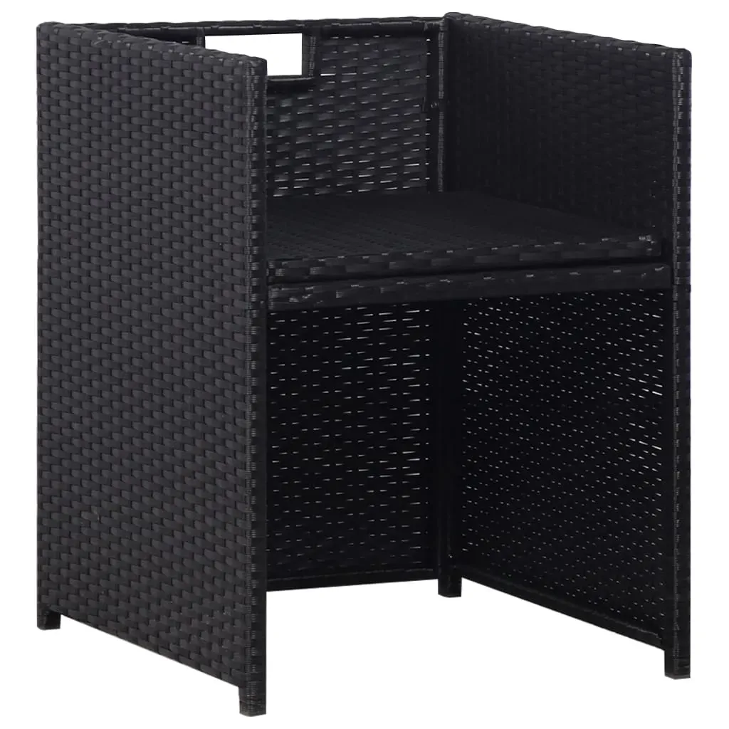 3 Piece Bistro Set Poly Rattan and Acacia Wood Black Price