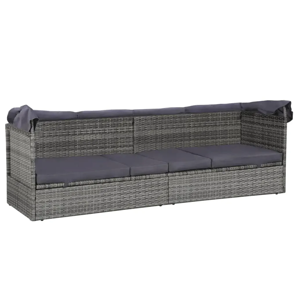 Garden Bed with Canopy Grey 205x62 cm Poly Rattan Price