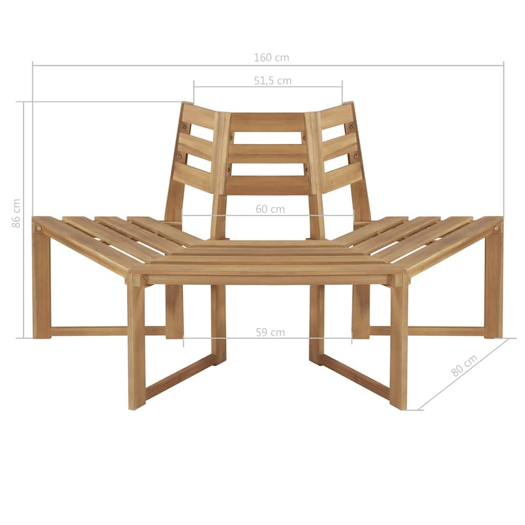 Tree Bench Half-hexagonal 160 cm Solid Acacia Wood Price