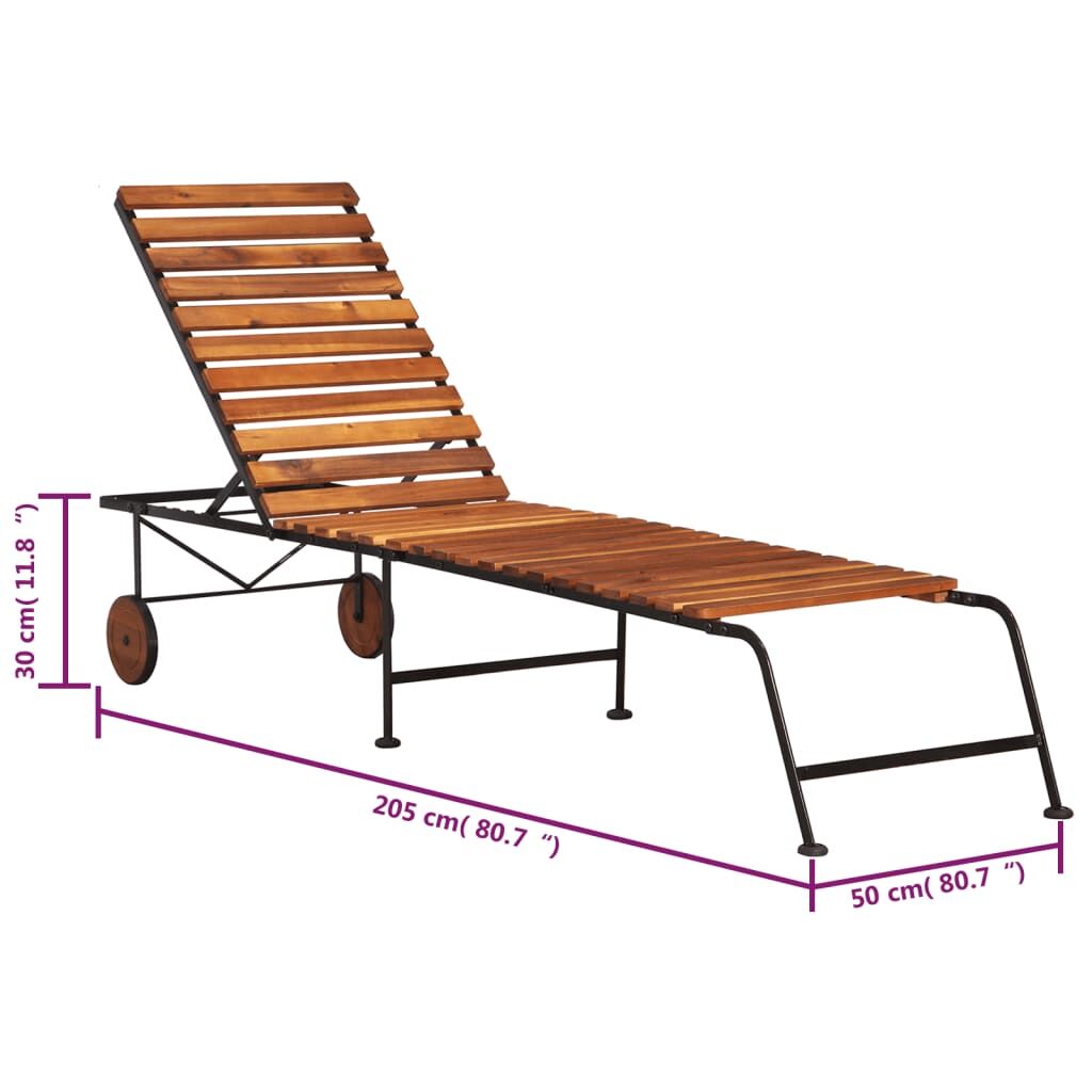 Sun Lounger with Steel Legs Solid Acacia Wood Price