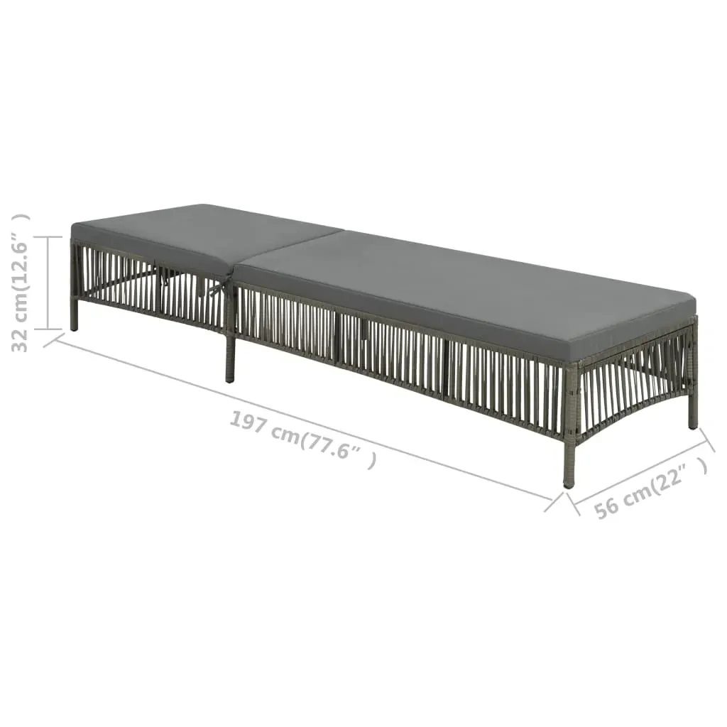 Sun Lounger with Cushion Poly Rattan Grey Price