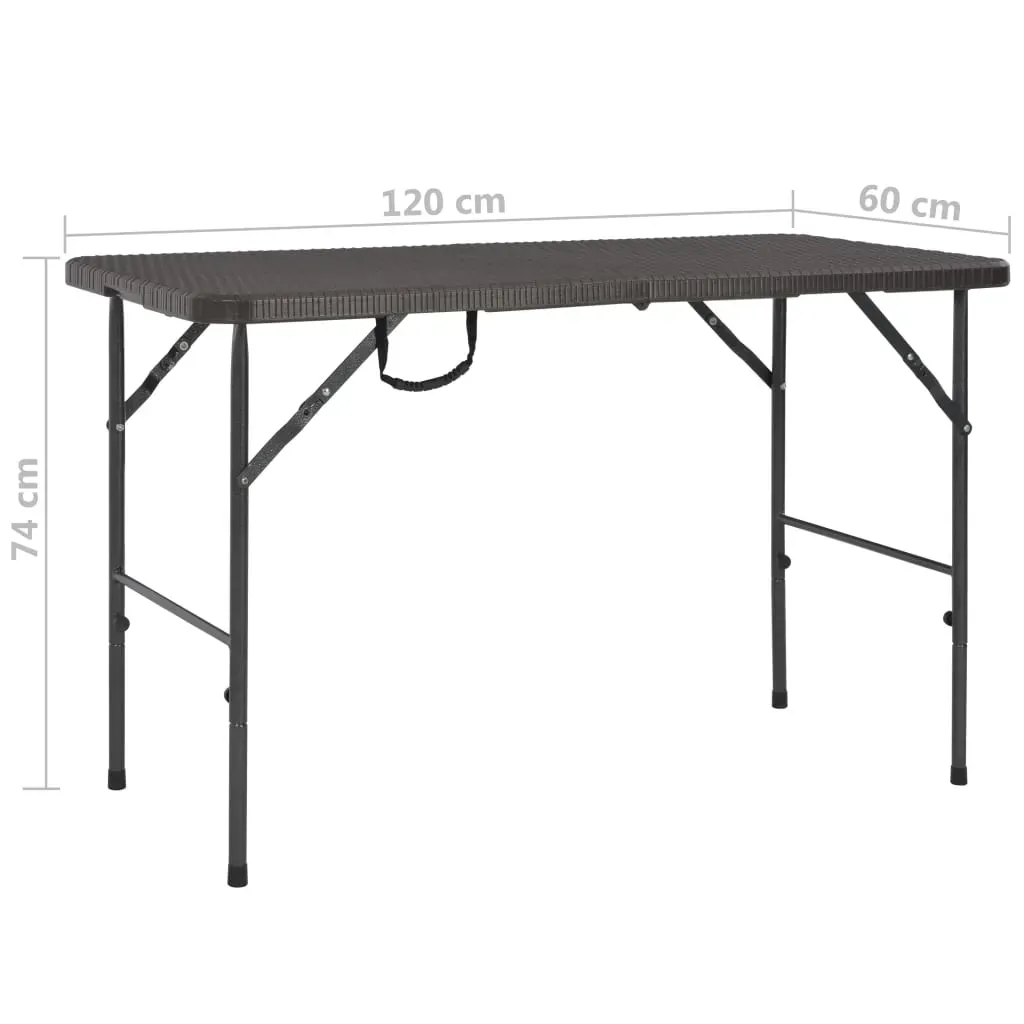 Folding Garden Table Brown 120x60x74 cm HDPE Rattan Look Price