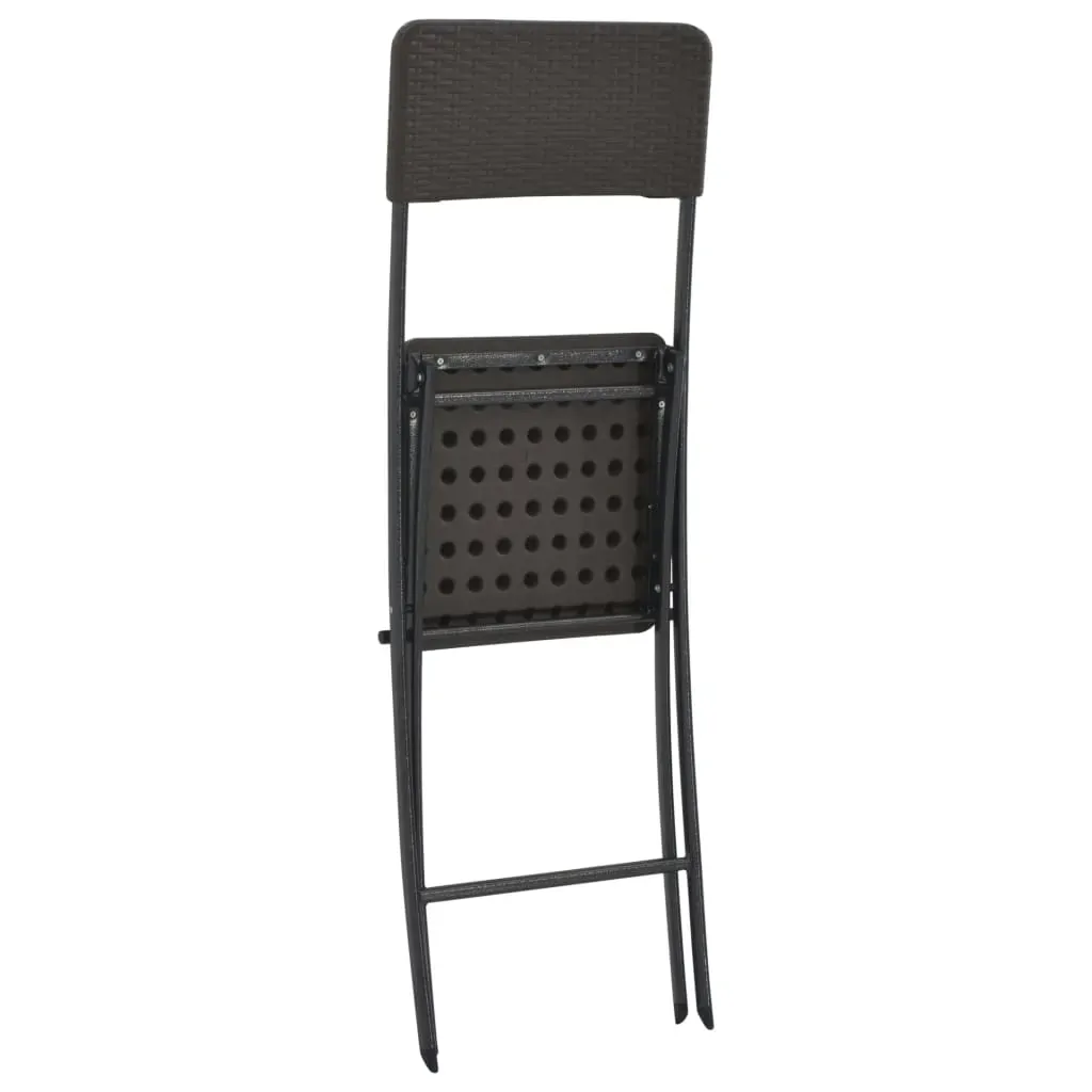 Folding Bar Chairs 2 pcs HDPE and Steel Brown Rattan Look Price