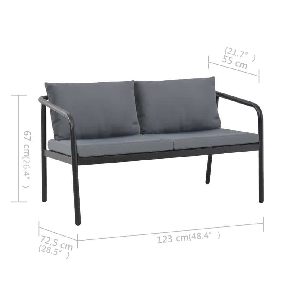 2 Seater Garden Bench with Cushions Grey Aluminium Price