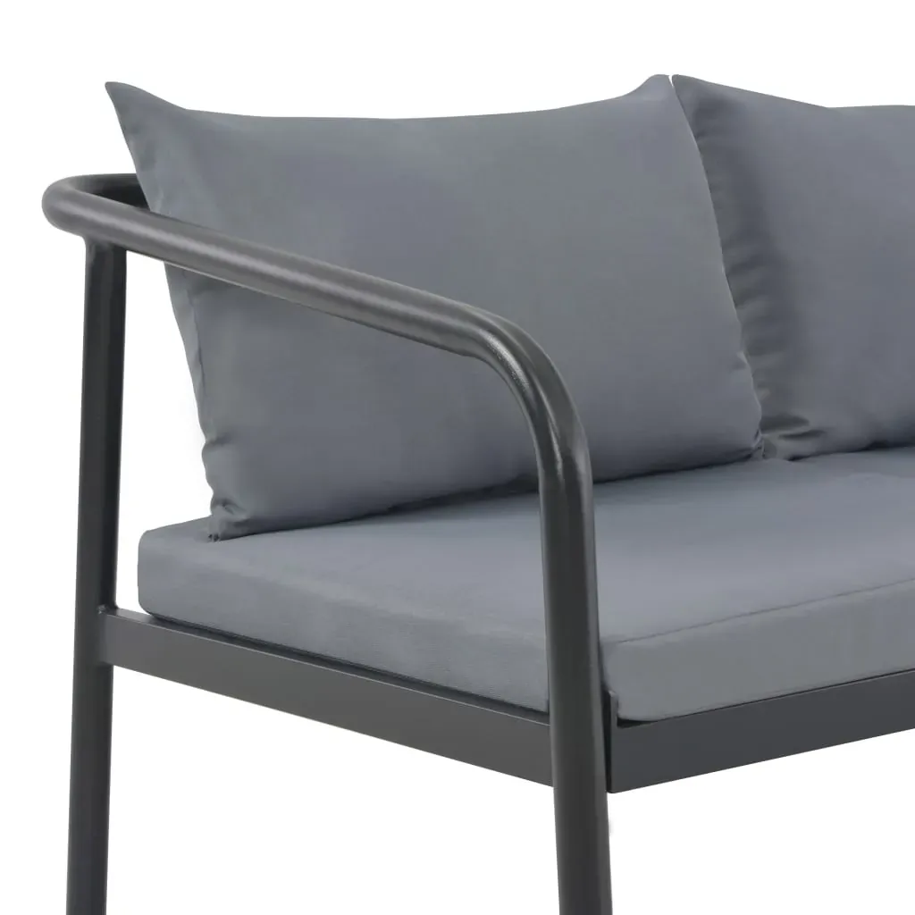2 Seater Garden Bench with Cushions Grey Aluminium Price