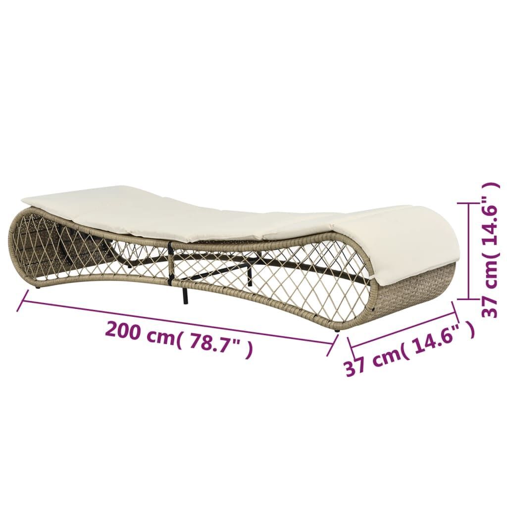 Sun Lounger with Cushion Poly Rattan Grey Price
