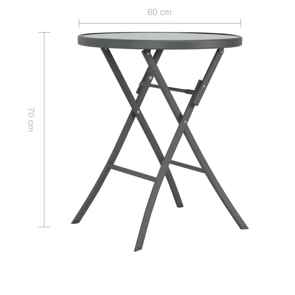 Folding Bistro Table Grey 60x70 cm Glass and Steel Price