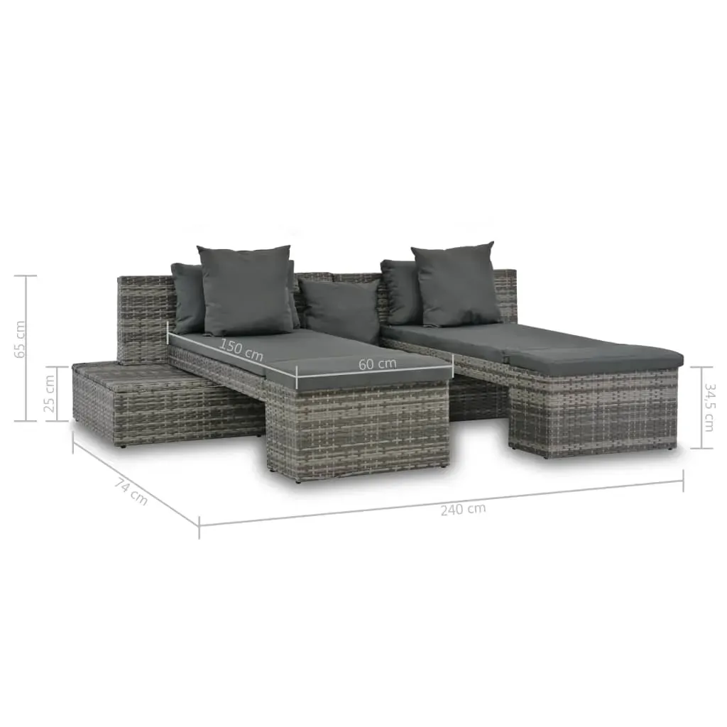 4 Piece Garden Lounge Set with Cushions Poly Rattan Grey Price