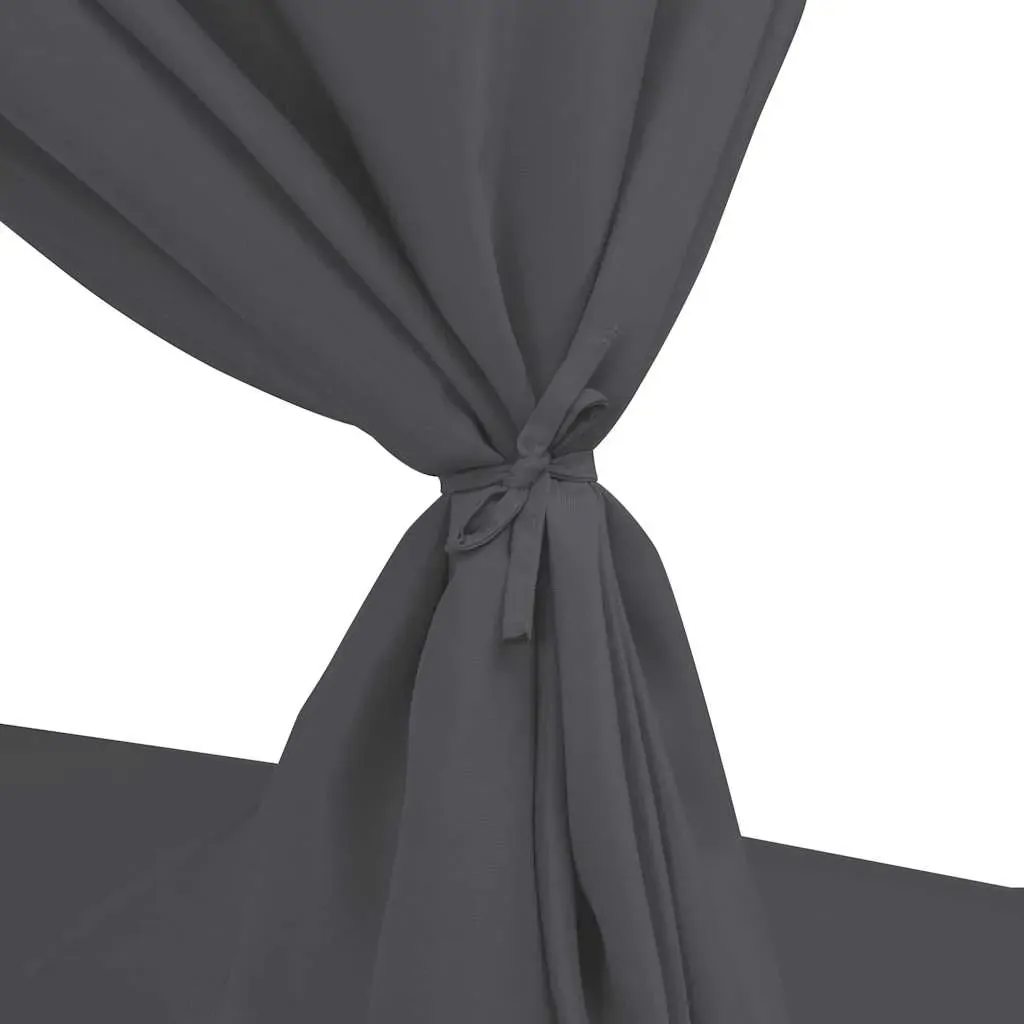 Outdoor Lounge Bed with Curtains Poly Rattan Grey Price