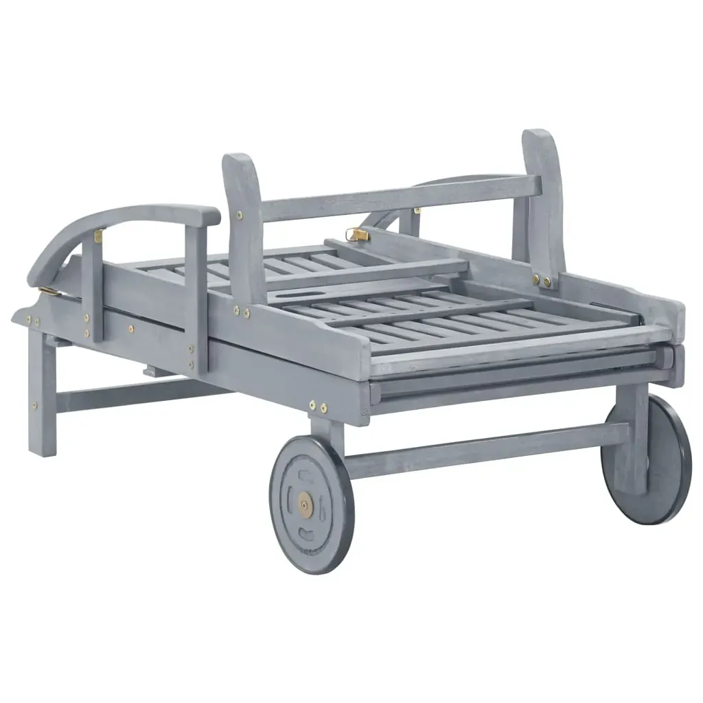 Garden Sun Lounger Grey Solid Acacia Wood Price