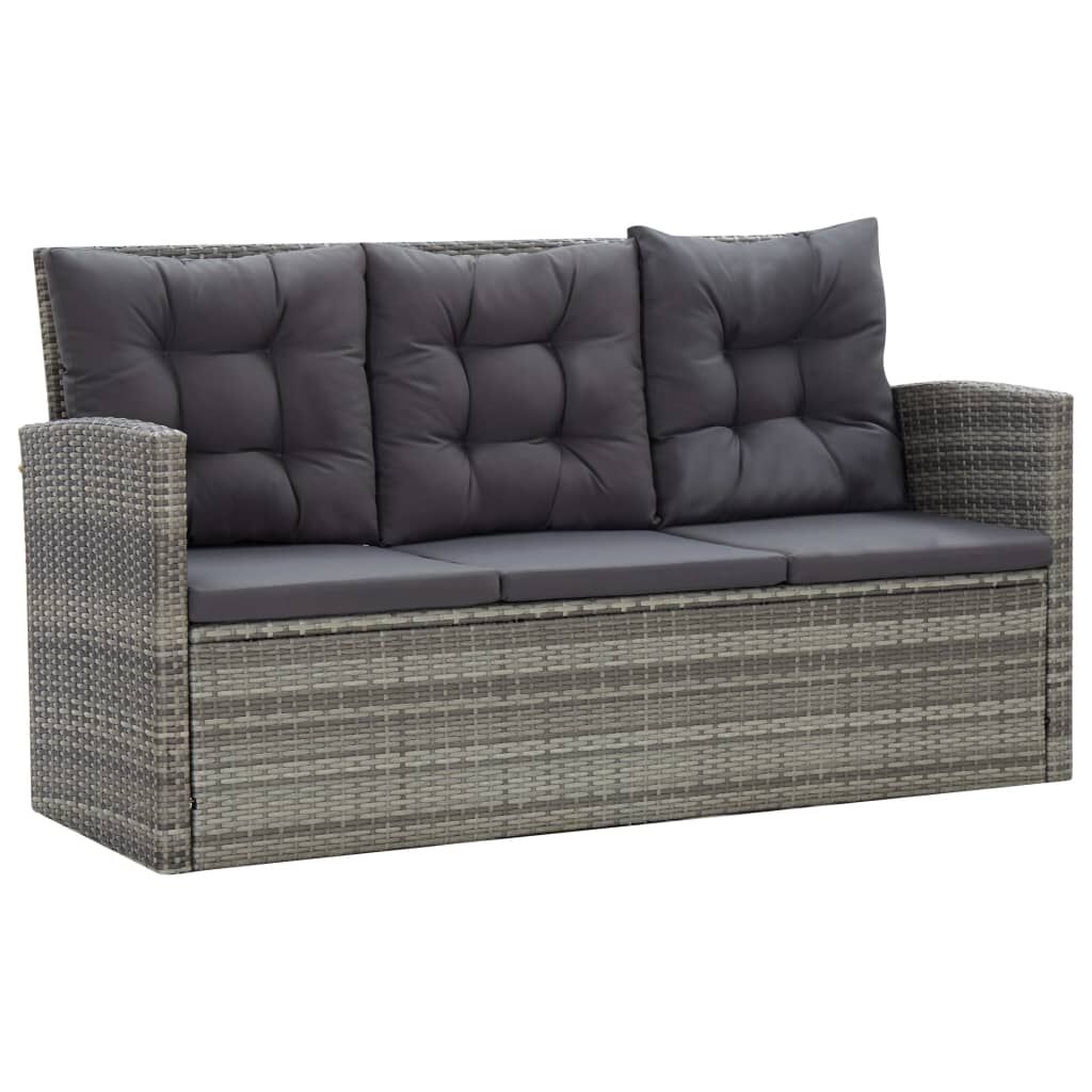 5 Piece Outdoor Dining Set with Cushions Poly Rattan Grey Price