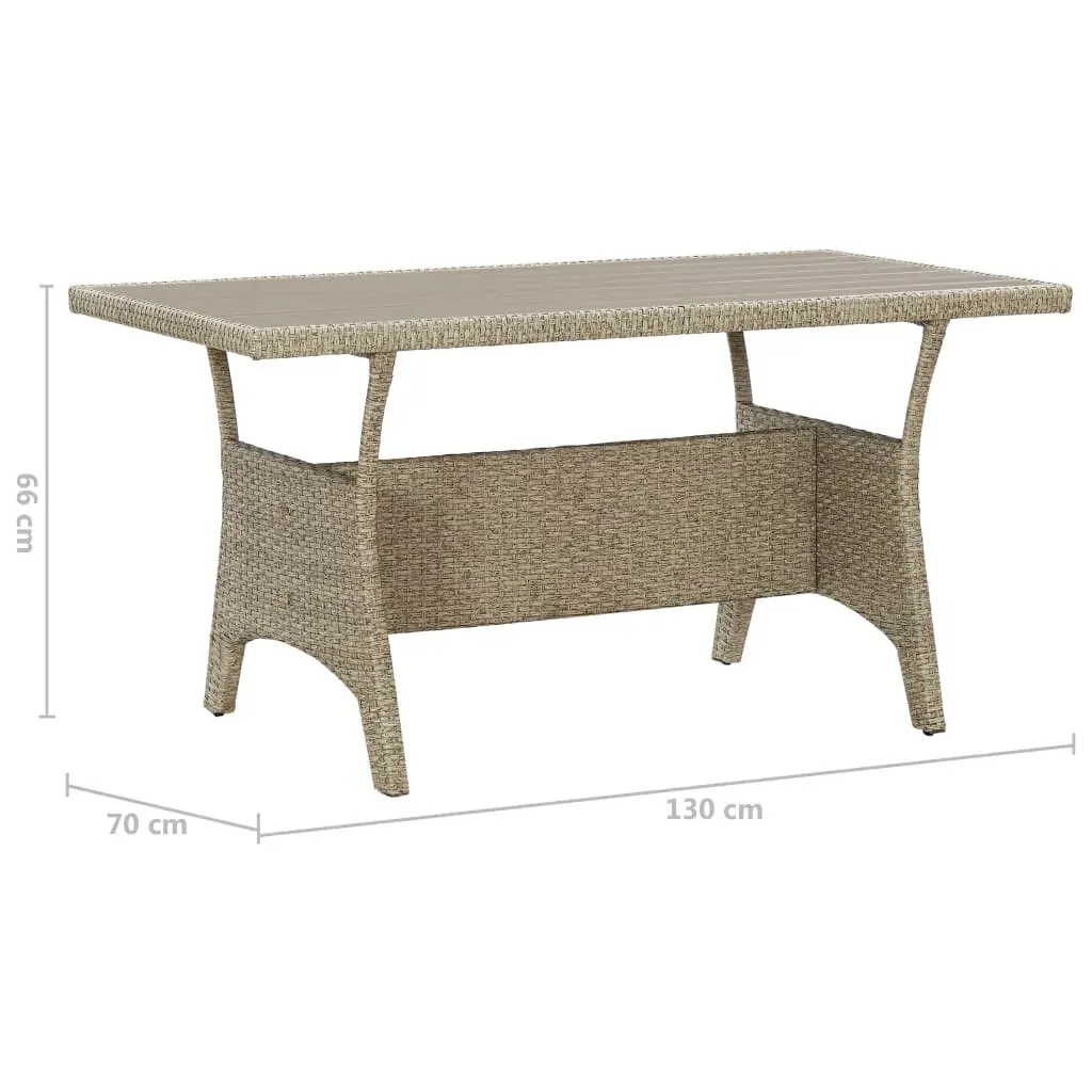 Garden Table Grey 130x70x66 cm Poly Rattan Price