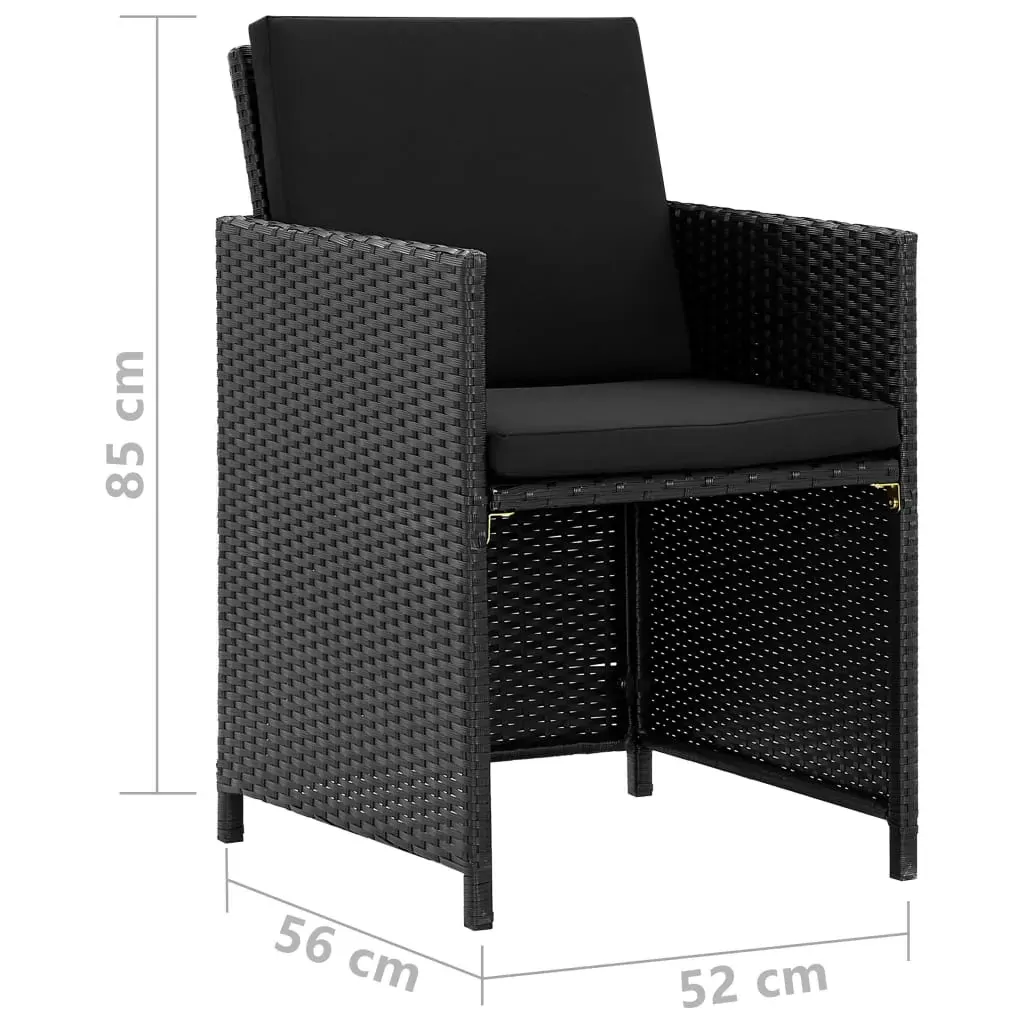 11 Piece Outdoor Dining Set with Cushions Poly Rattan Black Price
