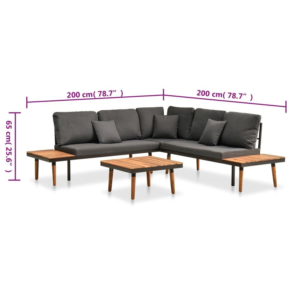 4 Piece Garden Lounge Set with Cushions Solid Acacia Wood Price
