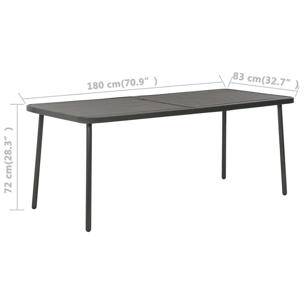 Garden Table Dark Grey 180x83x72 cm Steel Price