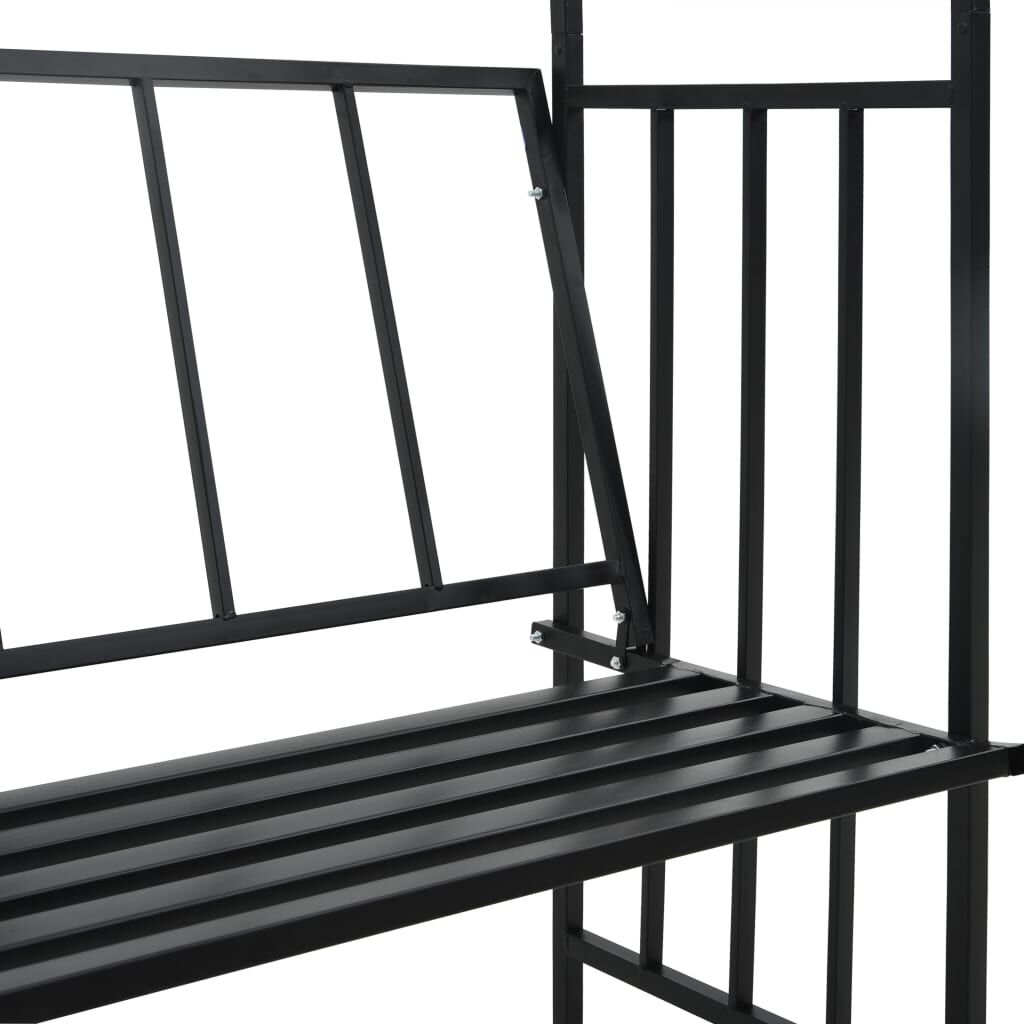 Garden Arch with Bench Black 128x50x207 cm Iron Price